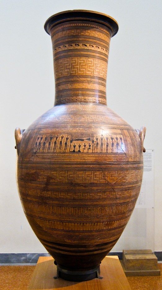 Monumental Attic grave amphora, Kerameikos, Dipylon Painter, Lat
